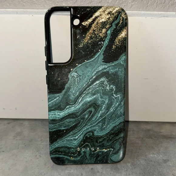BURGA Samsung Galaxy S22 Plus Phone Case Green Marble Gold‎ Glitter Hard Shell - Picture 4 of 10